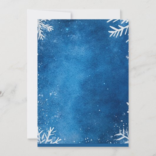 Witte sneeuwvlokken en een blauw kerstfeest kaart (Achterkant)
