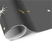 Witte sneeuwvlokken en gouden ballen cadeaupapier (Rol Hoek)