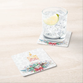 Witte sneeuwvlokken en kerstversiering kartonnen onderzetters