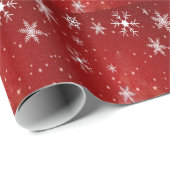 Witte sneeuwvlokken en rood achtergrondpapier cadeaupapier (Rol Hoek)