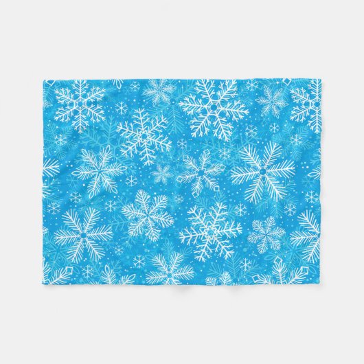 Witte sneeuwvlokken fleece deken (Voorkant (Horizontaal))