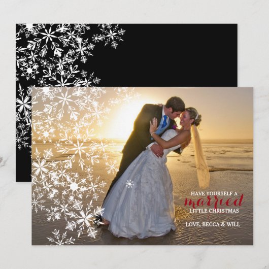 Witte Sneeuwvlokken Foto Vakantie Kaart (Voorkant / Achterkant)