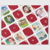 Witte Sneeuwvlokken Fotocollage Kerstcadeauverpakk Cadeaupapier (Vlak)