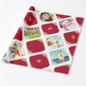 Witte Sneeuwvlokken Fotocollage Kerstcadeauverpakk Cadeaupapier (Uitgerold)