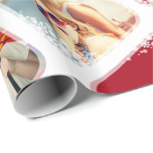 Witte Sneeuwvlokken Fotocollage Kerstcadeauverpakk Cadeaupapier (Rol Hoek)
