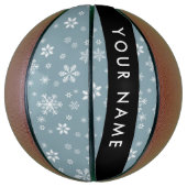 Witte sneeuwvlokken, grijs, Jouw naam, personalise Basketbal (Verticaal)