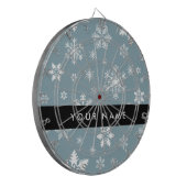 Witte sneeuwvlokken, grijs, Jouw naam, personalise Dartbord (Voorkant Links)