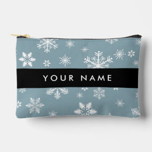 Witte sneeuwvlokken, grijs, Jouw naam, personalise Etui