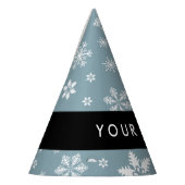 Witte sneeuwvlokken, grijs, Jouw naam, personalise Feesthoedjes (Links)