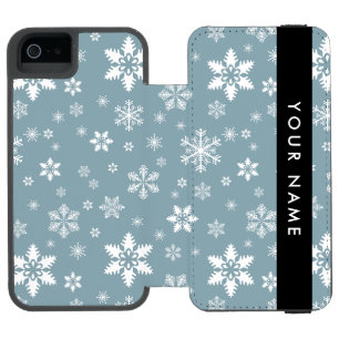 Witte sneeuwvlokken, grijs, Jouw naam, personalise