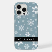 Witte sneeuwvlokken, grijs, Jouw naam, personalise iPhone Hoesje (Achterkant)