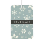 Witte sneeuwvlokken, grijs, Jouw naam, personalise Luchtverfrisser (Voorkant)