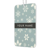 Witte sneeuwvlokken, grijs, Jouw naam, personalise Luchtverfrisser (Links)