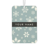 Witte sneeuwvlokken, grijs, Jouw naam, personalise Luchtverfrisser (Achterkant)