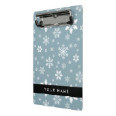 Witte sneeuwvlokken, grijs, Jouw naam, personalise Mini Klembord (Angled2)
