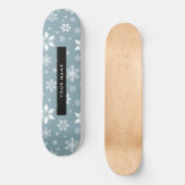 Witte sneeuwvlokken, grijs, Jouw naam, personalise Persoonlijk Skateboard (Voorkant)