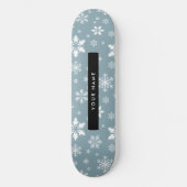 Witte sneeuwvlokken, grijs, Jouw naam, personalise Persoonlijk Skateboard (Voorkant)