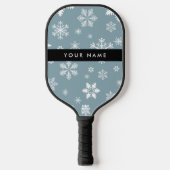 Witte sneeuwvlokken, grijs, Jouw naam, personalise Pickleball Paddle (Voorkant)
