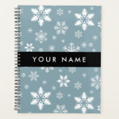 Witte sneeuwvlokken, grijs, Jouw naam, personalise Planner (Voorkant)