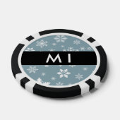 Witte sneeuwvlokken, grijs, Jouw naam, personalise Poker Chips (Enkel)