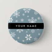 Witte sneeuwvlokken, grijs, Jouw naam, personalise Ronde Button 5,7 Cm (Voorkant)