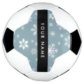 Witte sneeuwvlokken, grijs, Jouw naam, personalise Voetbal (Gedraaid)