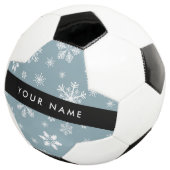 Witte sneeuwvlokken, grijs, Jouw naam, personalise Voetbal (Drie kwart)