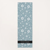 Witte sneeuwvlokken, grijs, Jouw naam, personalise Yogamat (Voorkant)