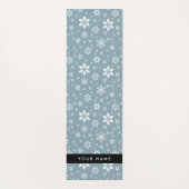 Witte sneeuwvlokken, grijs, Jouw naam, personalise Yogamat (Achterkant)