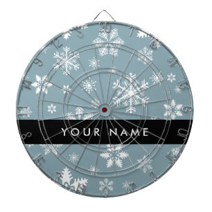 Witte sneeuwvlokken, grijs, Uw naam, Personaliseer Dartbord