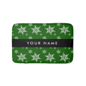 Witte sneeuwvlokken, Groen, Jouw naam, Personalise Badmat (Voorkant)