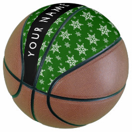 Witte sneeuwvlokken, Groen, Jouw naam, Personalise Basketbal
