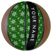 Witte sneeuwvlokken, Groen, Jouw naam, Personalise Basketbal (Verticaal)