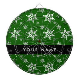Witte sneeuwvlokken, Groen, Jouw naam, Personalise Dartbord