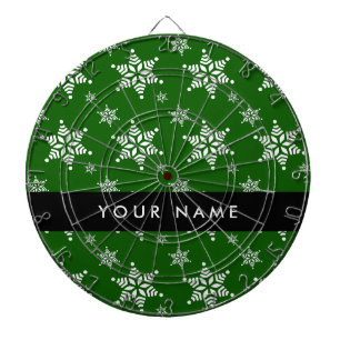 Witte sneeuwvlokken, Groen, Jouw naam, Personalise Dartbord
