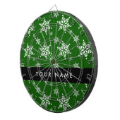 Witte sneeuwvlokken, Groen, Jouw naam, Personalise Dartbord (Voorkant Rechts)