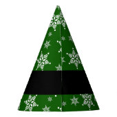 Witte sneeuwvlokken, Groen, Jouw naam, Personalise Feesthoedjes (Achterkant)