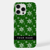 Witte sneeuwvlokken, Groen, Jouw naam, Personalise iPhone Hoesje (Achterkant)