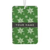 Witte sneeuwvlokken, Groen, Jouw naam, Personalise Luchtverfrisser (Achterkant)
