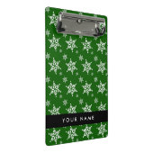 Witte sneeuwvlokken, Groen, Jouw naam, Personalise Mini Klembord (Schuin)