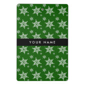 Witte sneeuwvlokken, Groen, Jouw naam, Personalise Mini Klembord (Achterkant)