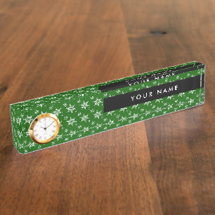 Witte sneeuwvlokken, Groen, Jouw naam, Personalise Naambordje