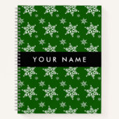 Witte sneeuwvlokken, Groen, Jouw naam, Personalise Notitieboek (Voorkant)