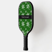 Witte sneeuwvlokken, Groen, Jouw naam, Personalise Pickleball Paddle (Links)