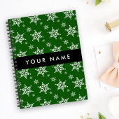 Witte sneeuwvlokken, Groen, Jouw naam, Personalise Planner
