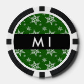 Witte sneeuwvlokken, Groen, Jouw naam, Personalise Poker Chips (Voorkant)