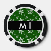 Witte sneeuwvlokken, Groen, Jouw naam, Personalise Poker Chips (Achterkant)