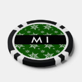 Witte sneeuwvlokken, Groen, Jouw naam, Personalise Poker Chips (Enkel)