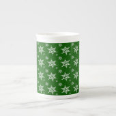 Witte sneeuwvlokken, Groen, Jouw naam, Personalise Porselein Kop (Voorkant)