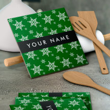 Witte sneeuwvlokken, Groen, Jouw naam, Personalise